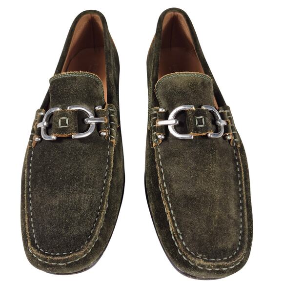 Donald Pliner Dark Green Suede Leather DACIO Loafers Italian Made Men\'s 9 1/2 M main image 4